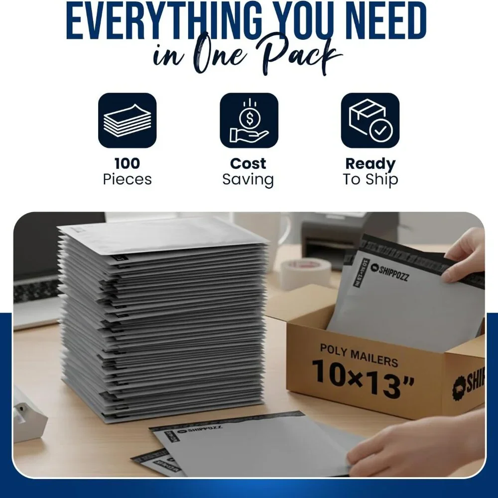 100 Durable Waterproof Polymailers 10x13 Poly Mailers Self Seal for Clothes Book - Picture 5 of 5